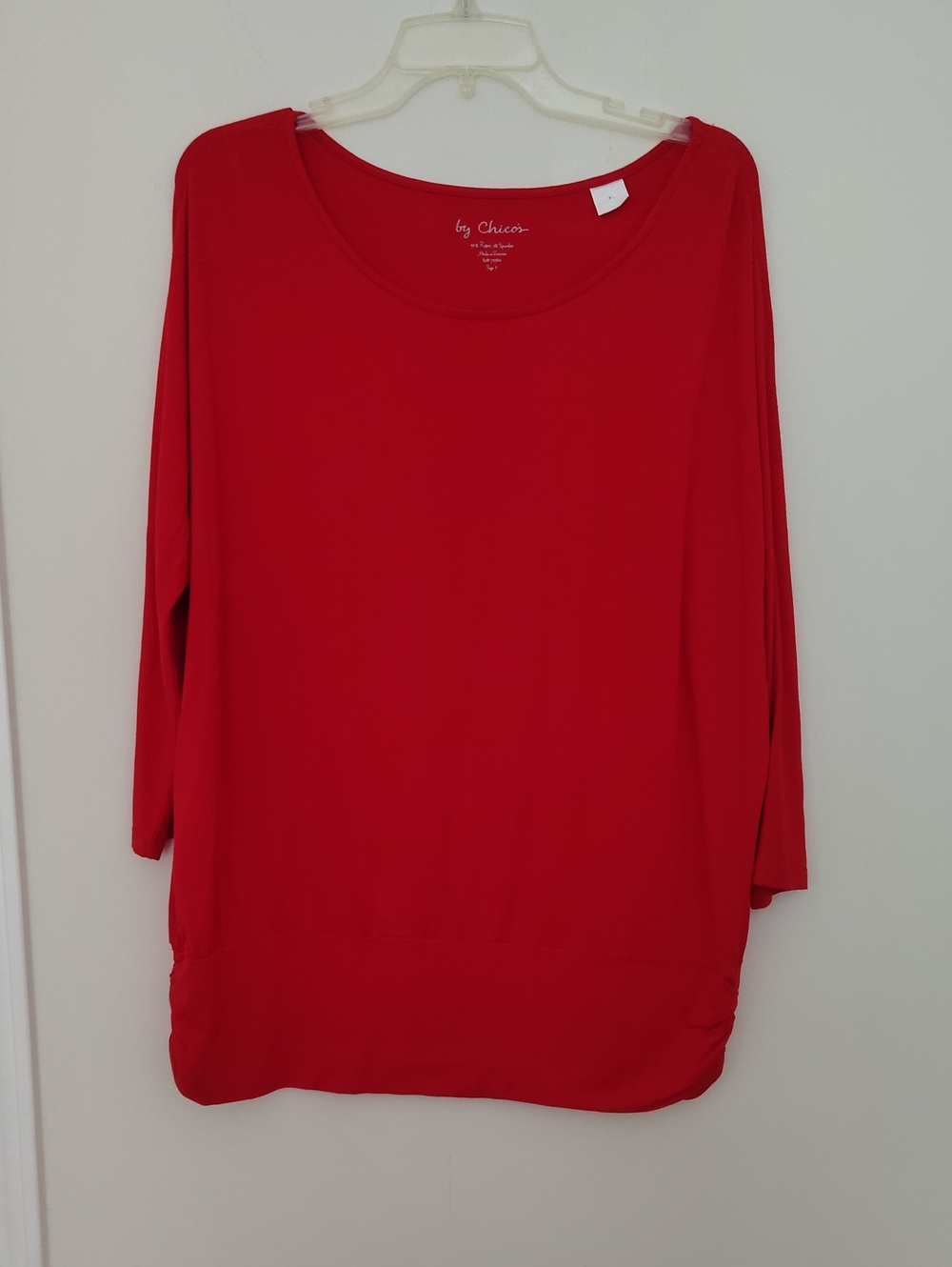 Chico's Bright Red Scoop Neck 3/4 Sleeve Top